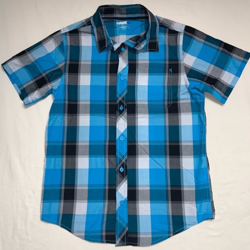 Tony Hawk Blue and Black plaid Button Down Shirt